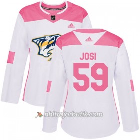 Dame Ishockey Nashville Predators Tröja Roman Josi 59 Adidas 2017-2018 Vit Rosa Fashion Authentic